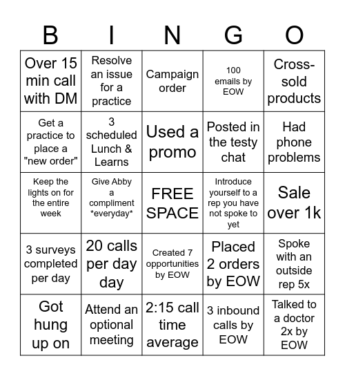 West Coast Bingo! Bingo Card