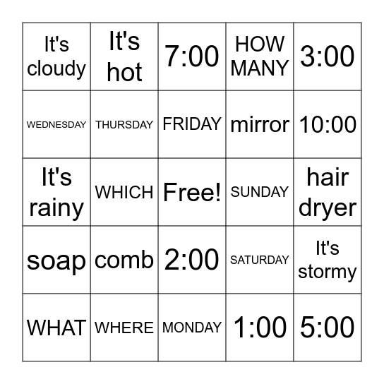 SPRING SEMESTER REIVEW Bingo Card