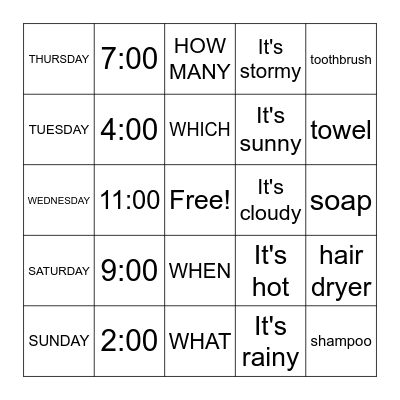 SPRING SEMESTER REVIEW Bingo Card