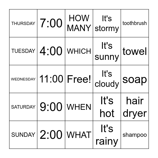 SPRING SEMESTER REVIEW Bingo Card