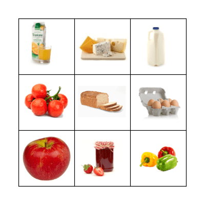 Food Bingo Card