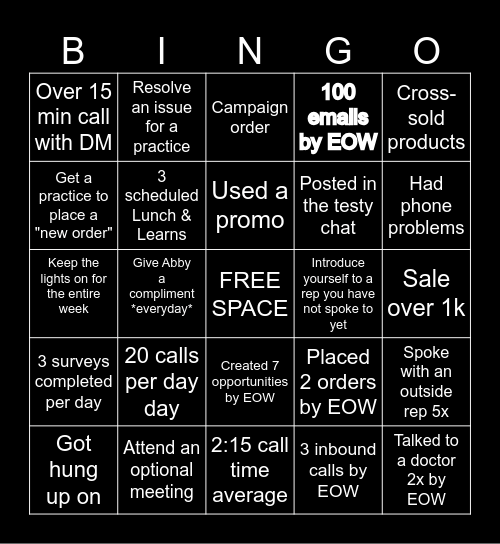 West Coast Bingo! Bingo Card