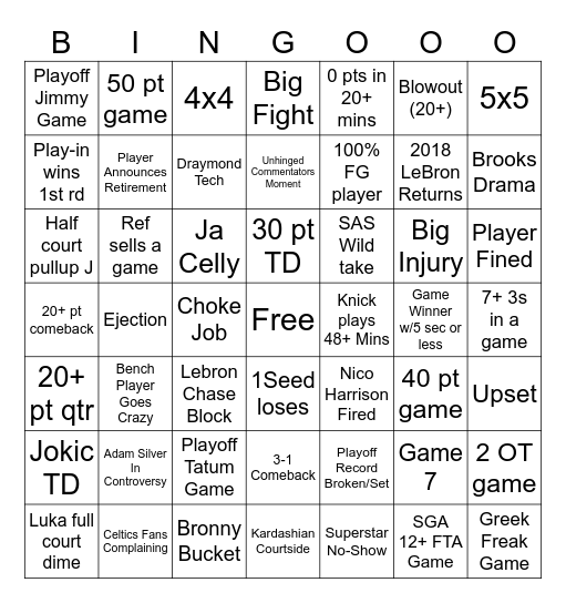 24-25 Playoff Bingo Card