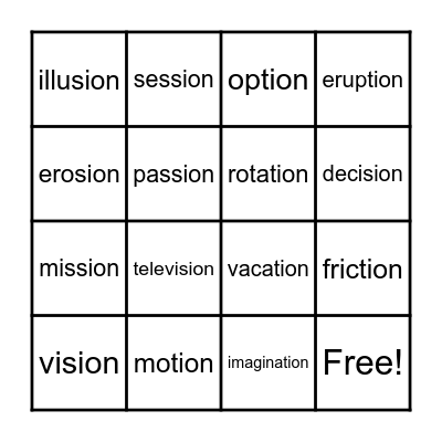 TION/SION Bingo Card