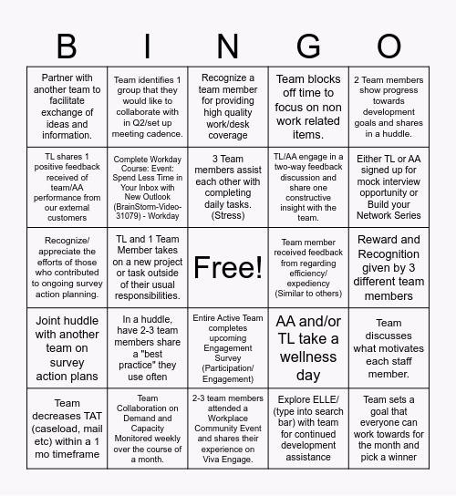 ENGAGE BINGO Card
