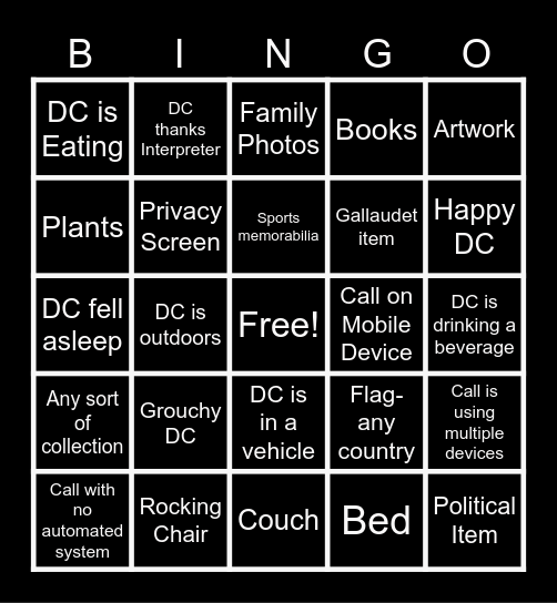 I Spy Bingo Card