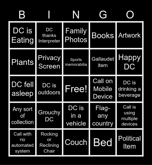 I Spy Bingo Card