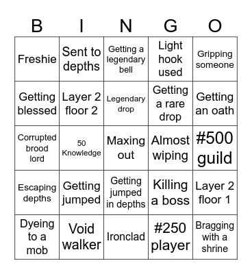 Deepwoken 1-20 Bingo Card