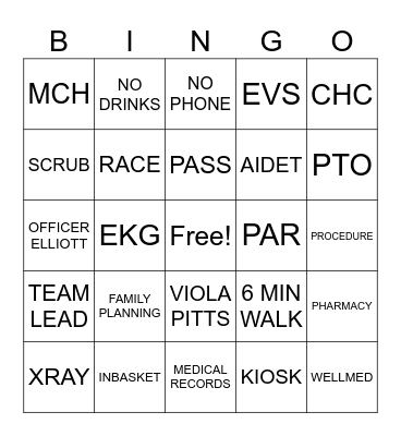 VIOLA PITTS Bingo Card