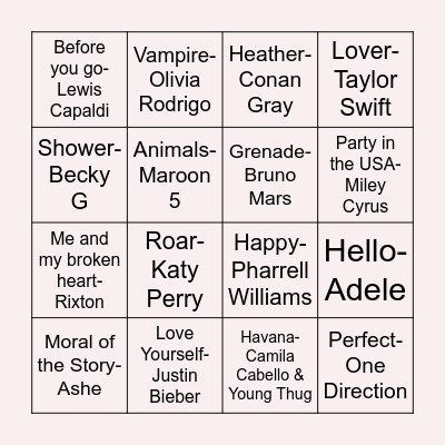 ESN Musical Bingo Card