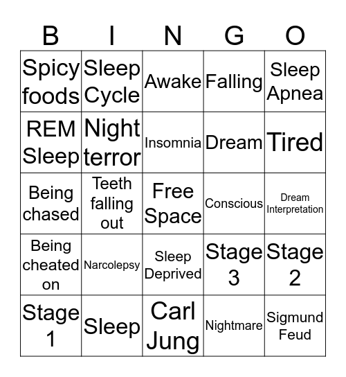 Dream Bingo Card