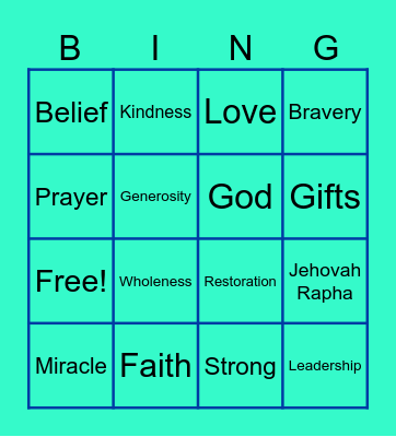 The Lord who Heals Bingo Card