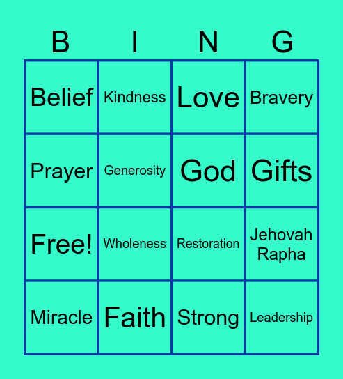 The Lord who Heals Bingo Card