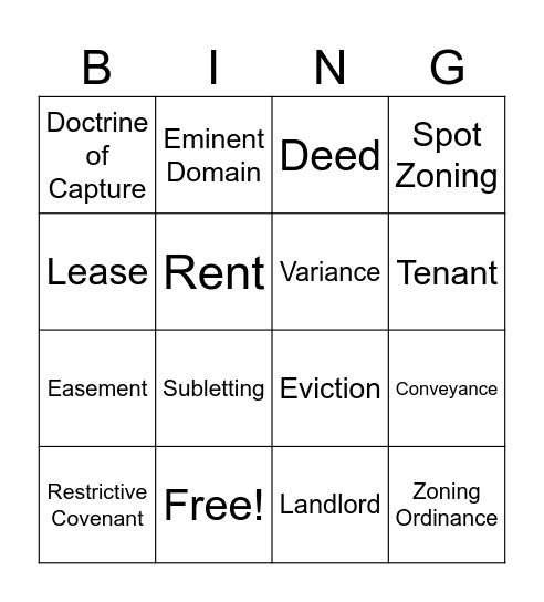 Business Law-Chapter 18 Vocab Bingo Card