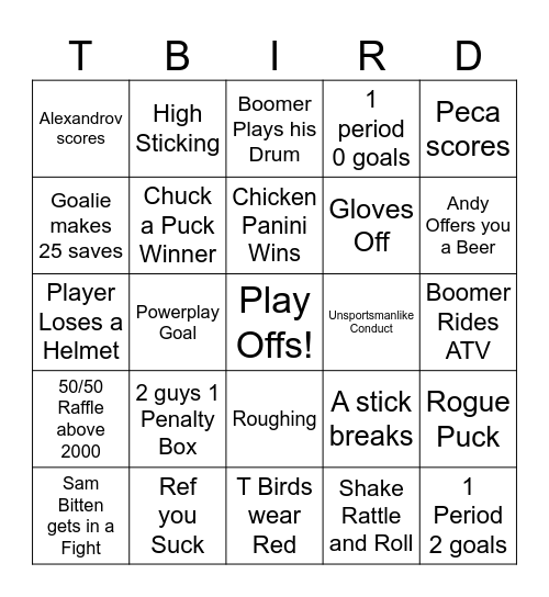 Play offs round 1 game 2 (DW Friday) Bingo Card