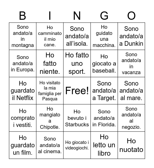 Vacanza di aprile Bingo Card