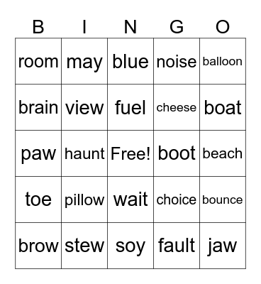 Vowel Teams Bingo Card