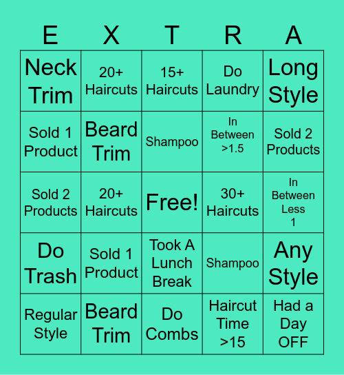 Lets Get EXTRA Bingo Card