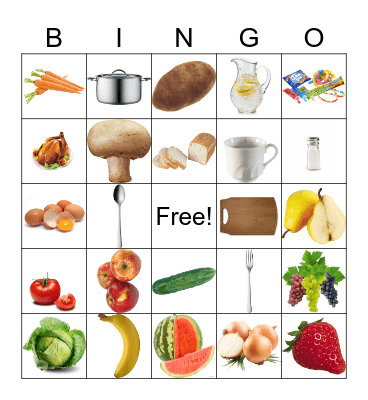 Kitchen items Bingo Card