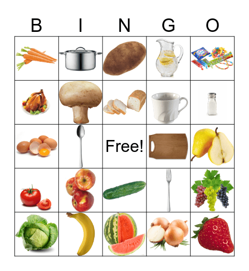 Kitchen items Bingo Card