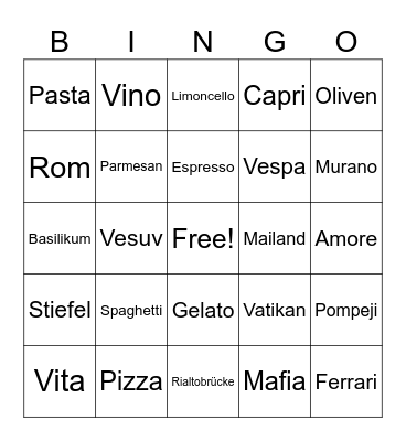 Italien Bingo Card