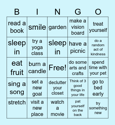 Mental Health Awareness Bingo Card