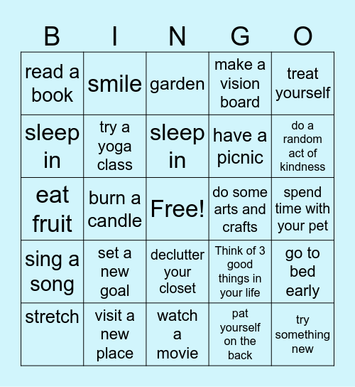 Mental Health Awareness Bingo Card