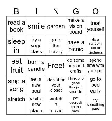 Mental Health Awareness Bingo Card