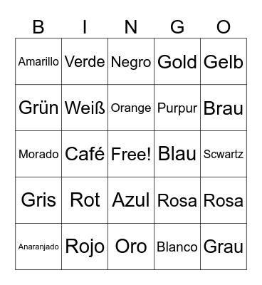 Color Bingo Card