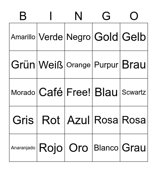 Color Bingo Card