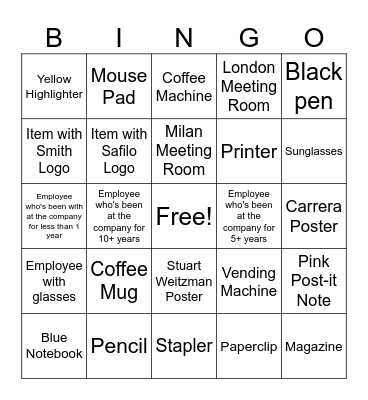 Safilo - Bring your Kid to Work Day Bingo Card