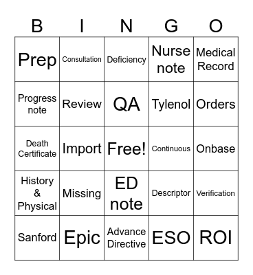 HIM  Bingo Card