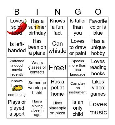 Break the Ice Bingo Card