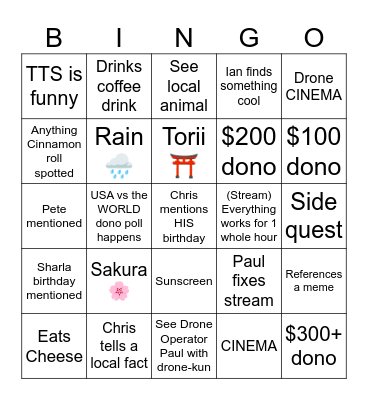 CMPs D11 Bingo Card