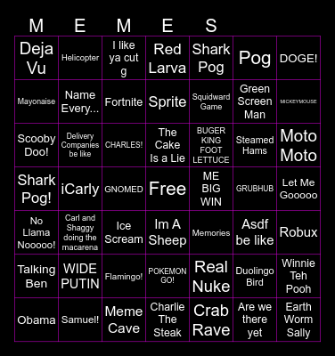 Meme Machine Bingo Card
