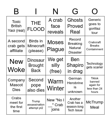2025 pt2 Bingo Card