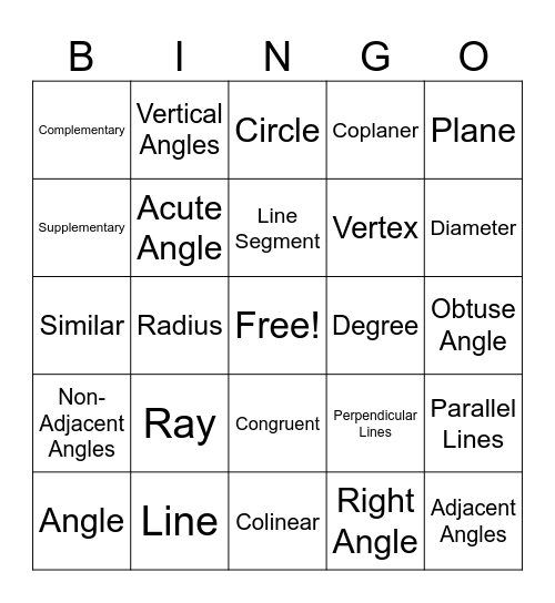 Basic Geometric Figures Bingo Card