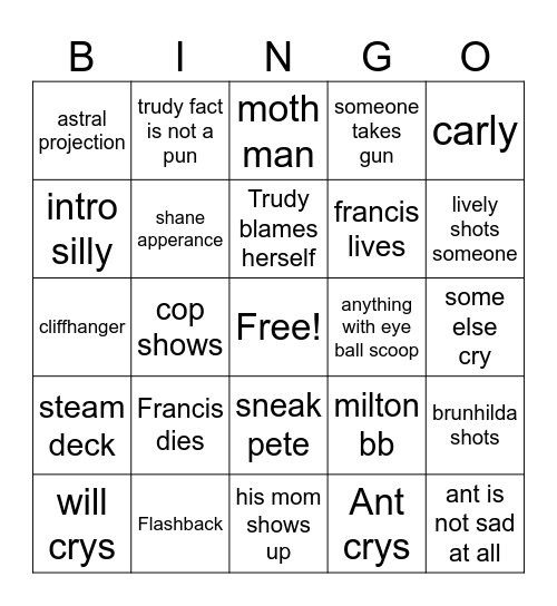 DnDads S3 23 Bingo Card