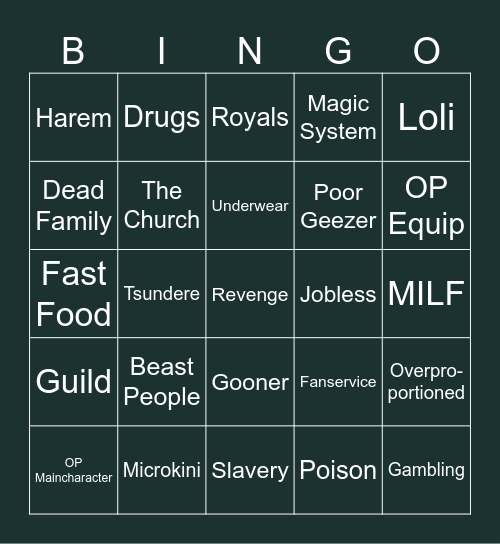 Digga Bingo Card