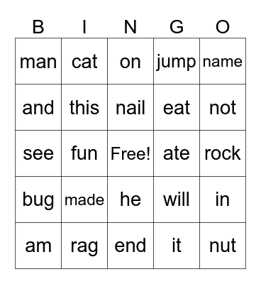 EMPOWER Key Word BINGO Card
