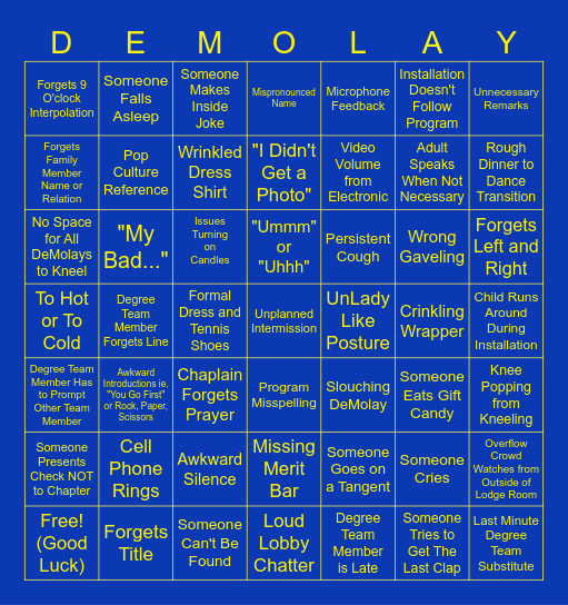 Crestwood Spring Installation 2025 Bingo Card