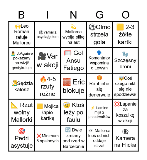 FC Barcelona - RCD Mallorca Bingo Card