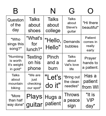 Dr. Anderson Bingo Card