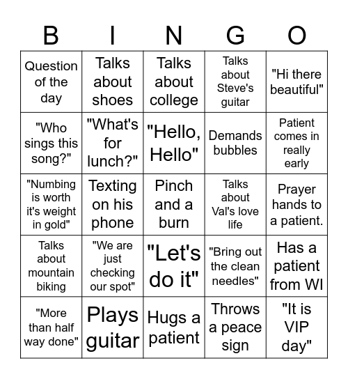 Dr. Anderson Bingo Card
