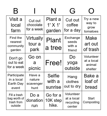 DISTek Earth Day Bingo Card