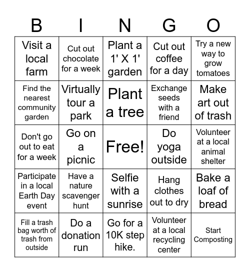 DISTek Earth Day Bingo Card