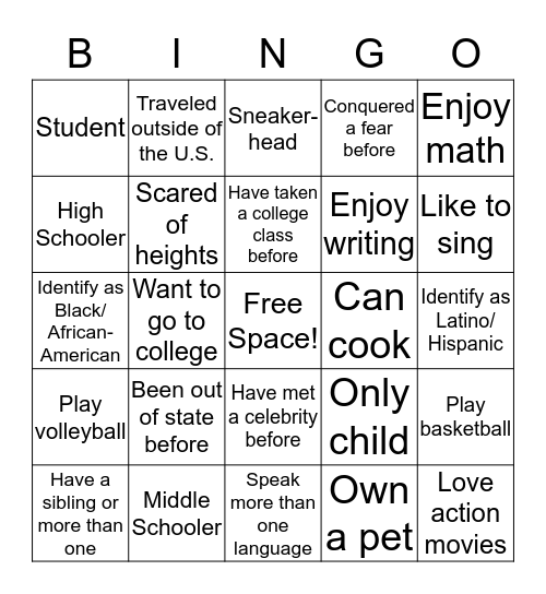 TRUE Bingo Card