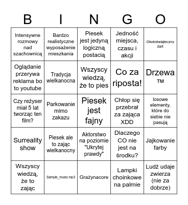 Easter Bunny Puppy Bingo Card