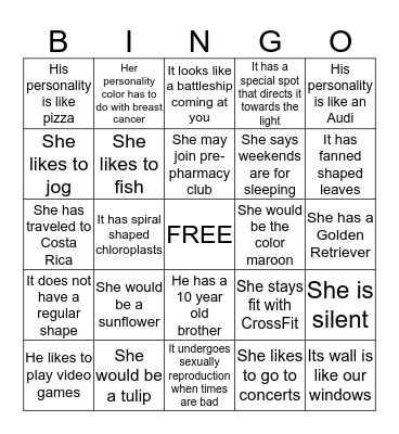 Class Characteristics (008) Bingo Card