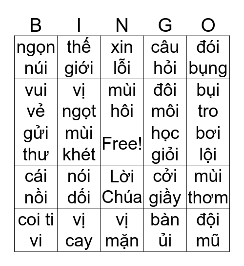 VN4 - Bài 1 & 2 Bingo Card
